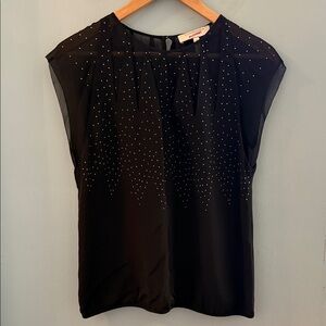BCBGMaxAzria Runway Black Studded Silk Blouse - Size XS